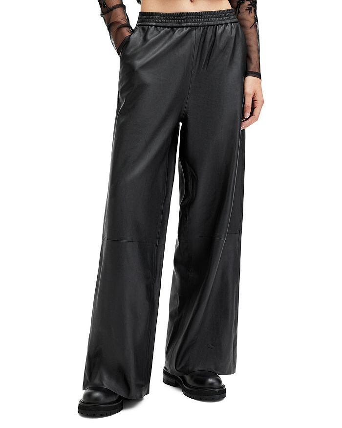 

ALLSAINTS Осиновые кожаные брюки, черный