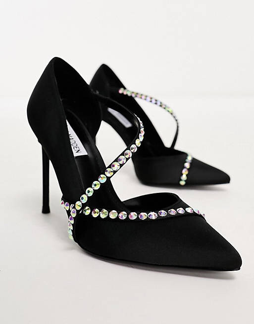 

Черные туфли на каблуке с декорированными ремешками Steve Madden Vivion