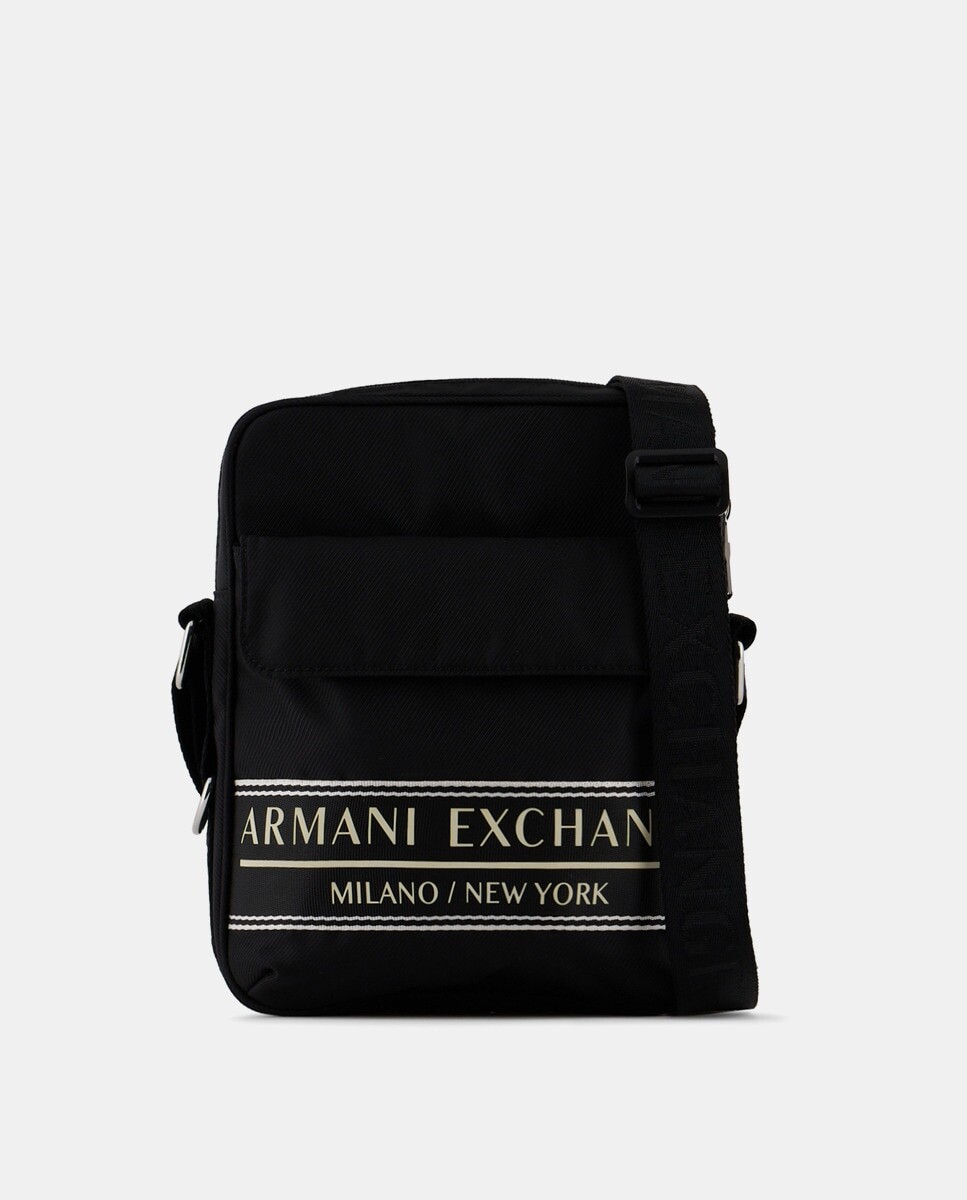 

Маленькая черная сумка через плечо с логотипом спереди Armani Exchange, черный