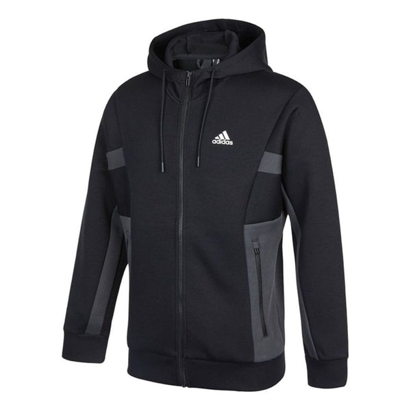 Куртка adidas St Kn Spcr Jkt Contrasting Colors Pocket Knit Sports hooded Logo Jacket Black, черный