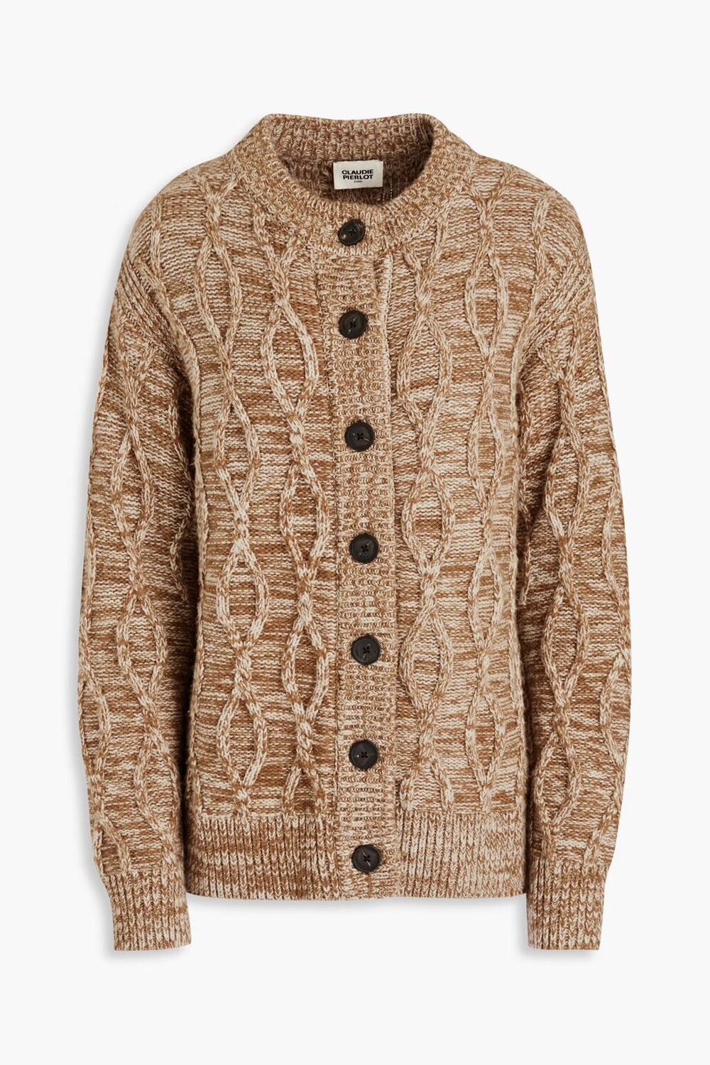 

Кардиган косой вязки из смесовой шерсти Claudie Pierlot, светло-коричневый