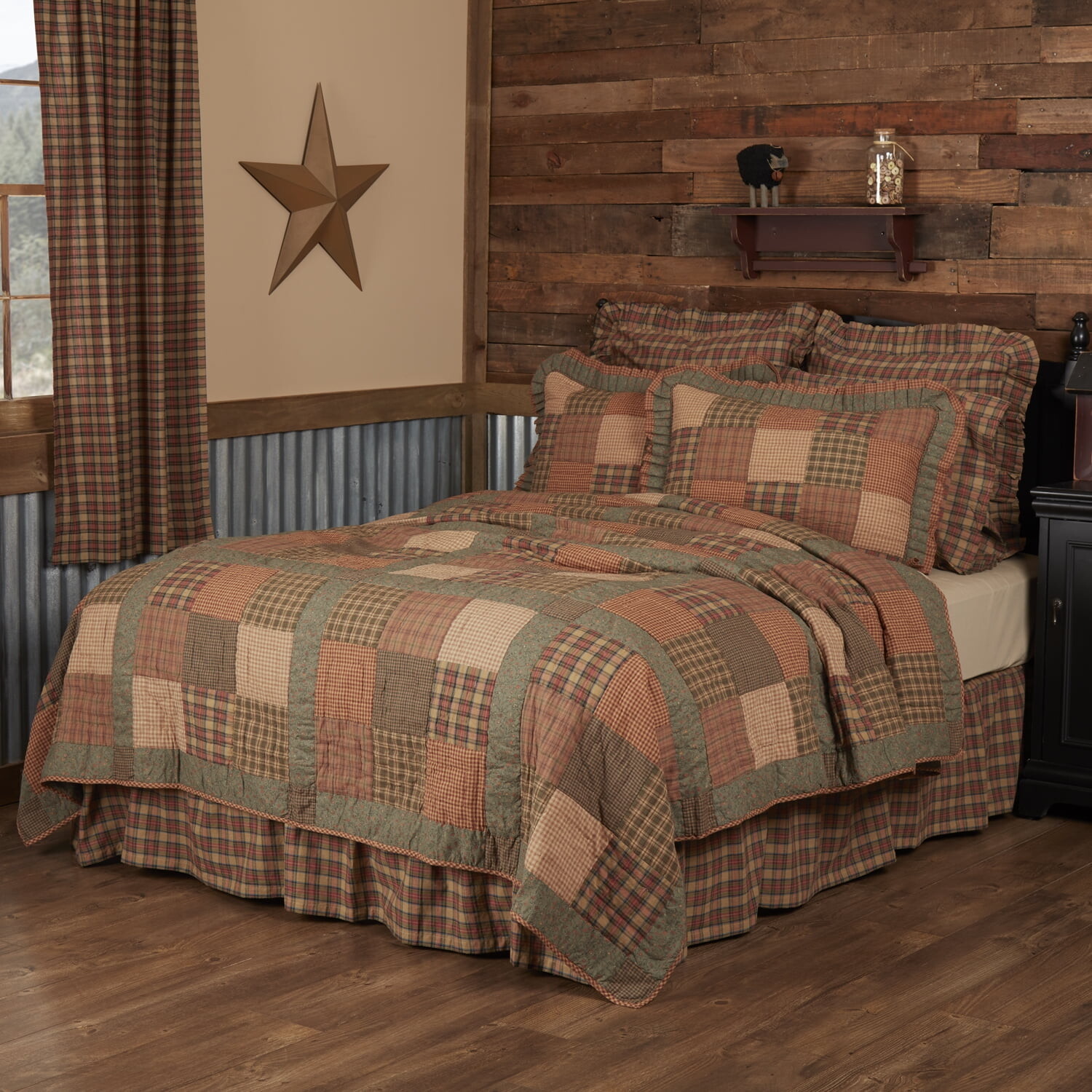 

Постельное белье VHC Brands Crosswoods, зеленый / красный