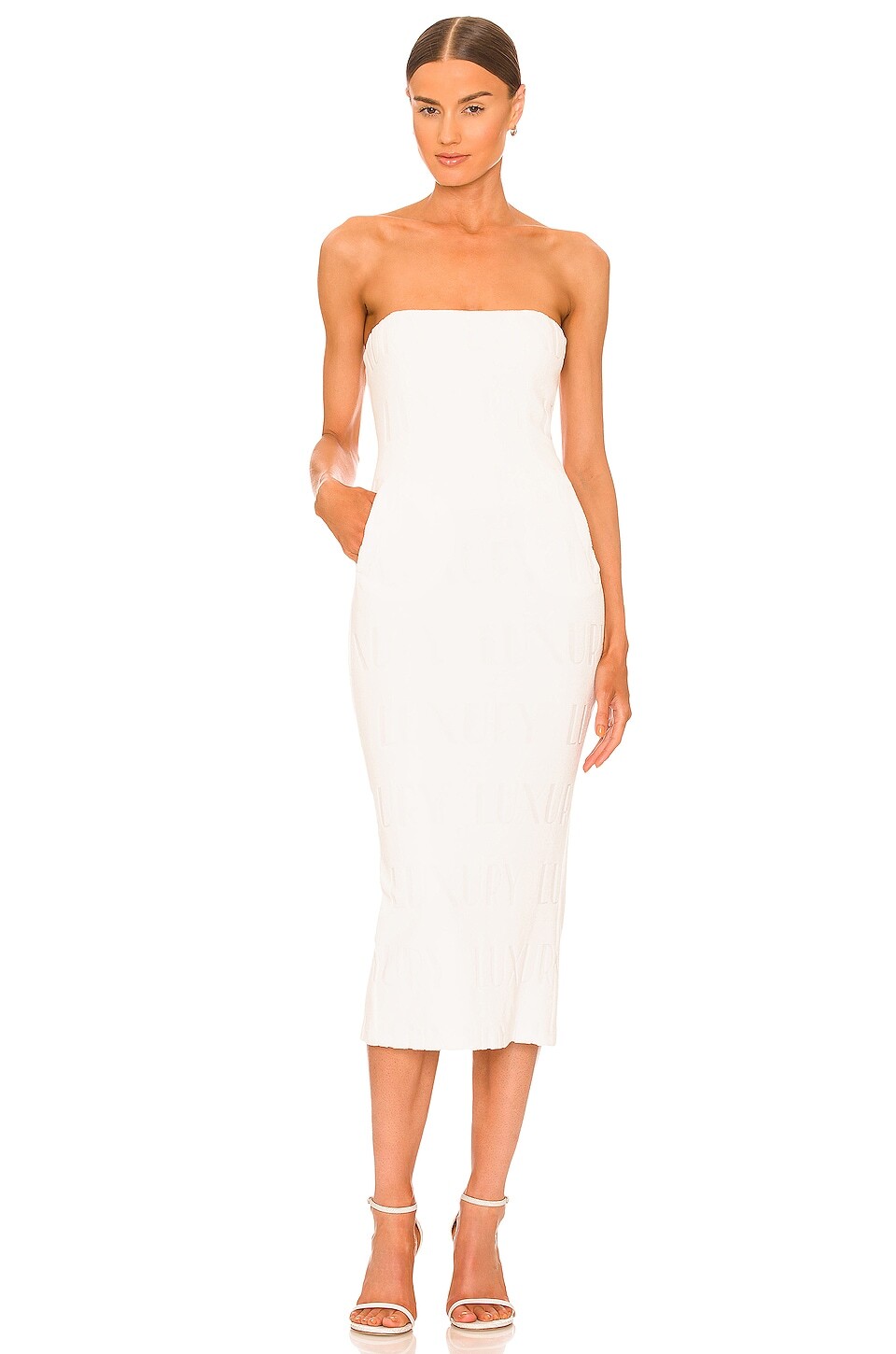 

Платье миди LaQuan Smith Strapless with Pockets, белый