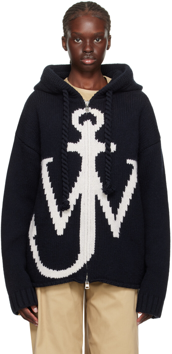 

Темно-синяя худи с якорем JW Anderson, Синий