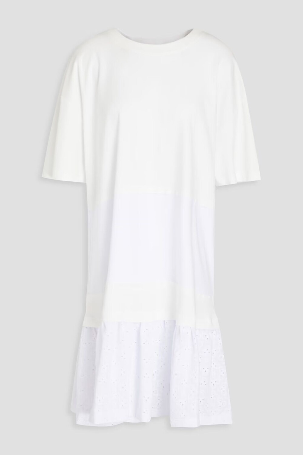 

Платье мини из хлопкового джерси с английскими вставками Broderie See By Chloé, белый