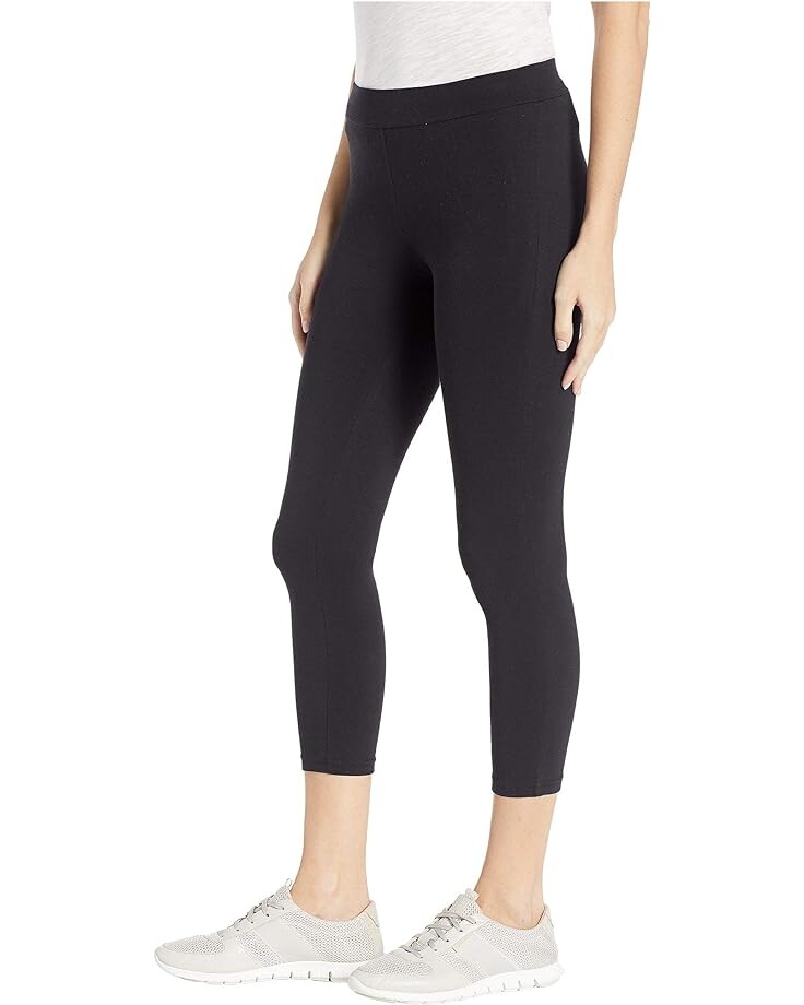 

Брюки HUE Wide Waistband Blackout Cotton Capri Leggings, черный