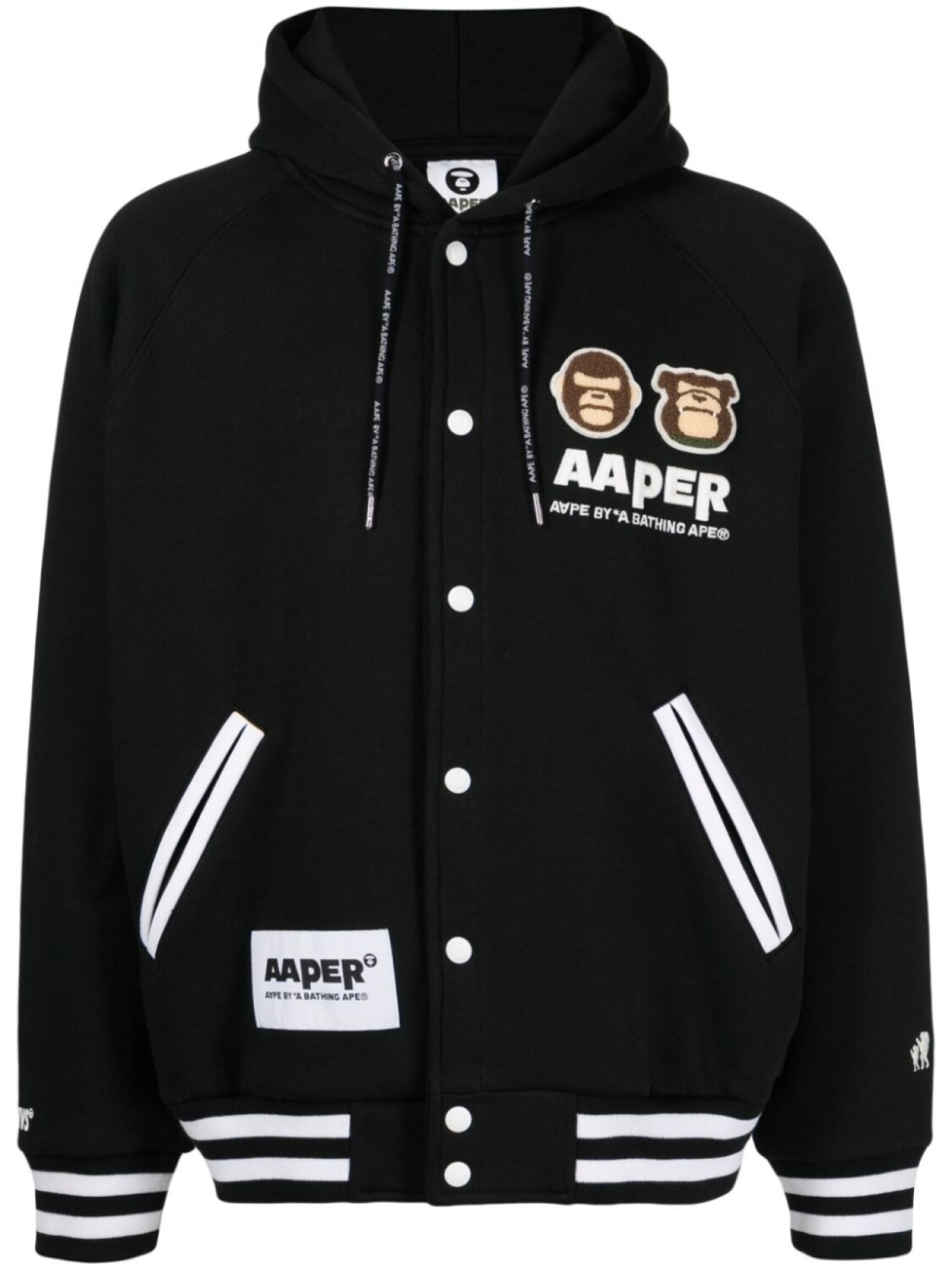 

A Bathing Ape куртка с капюшоном и логотипом, черный