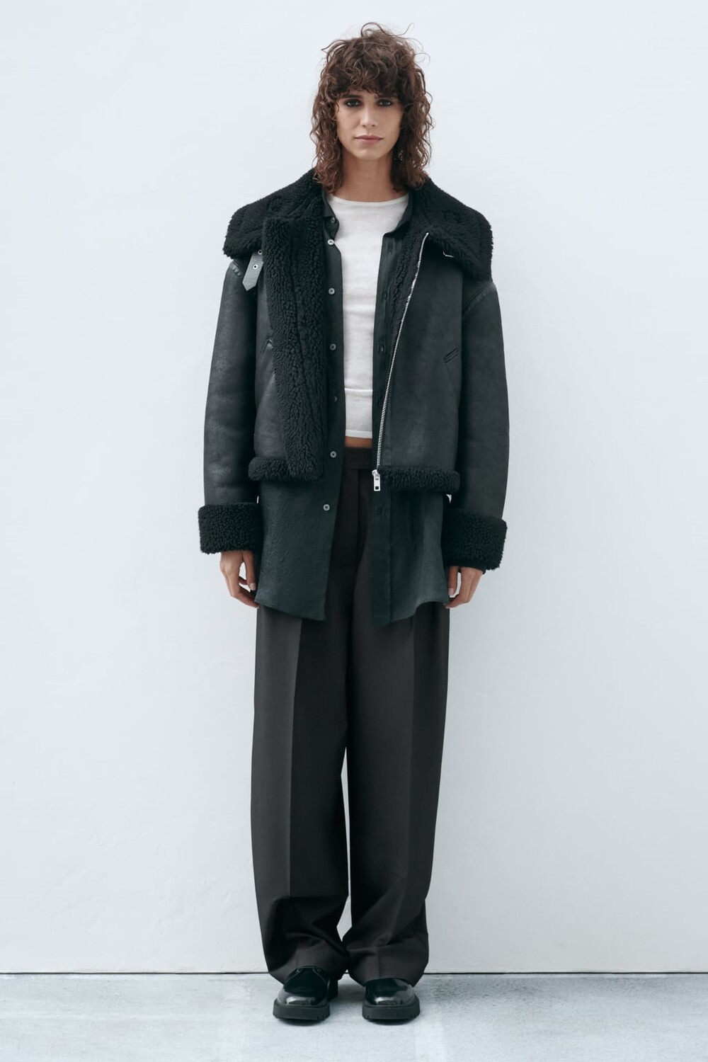 

Двусторонняя байкерская куртка Zw Collection ZARA, черный
