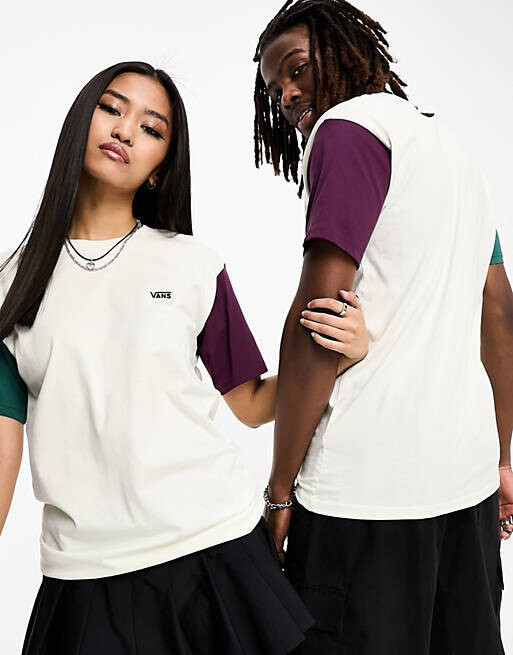 

Белая мульти-футболка унисекс с цветными блоками Vans Эксклюзивно на ASOS, Белый