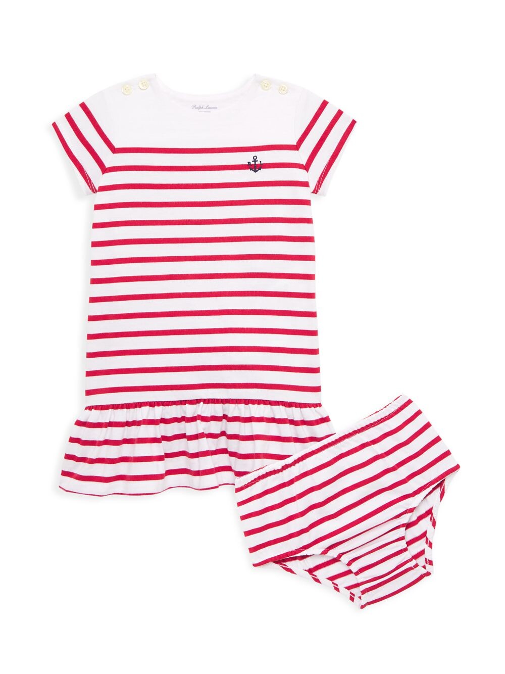 

Полосатое платье в стиле регби для девочки Polo Ralph Lauren, красный