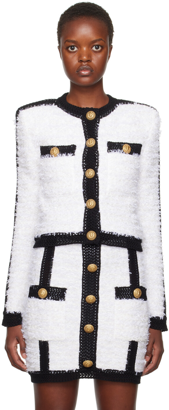 

Белая куртка с двумя карманами Balmain, Белый, Белая куртка с двумя карманами Balmain