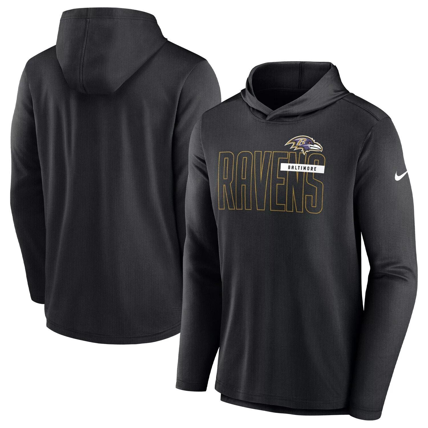 

Мужской черный пуловер с капюшоном Baltimore Ravens Performance Team Nike