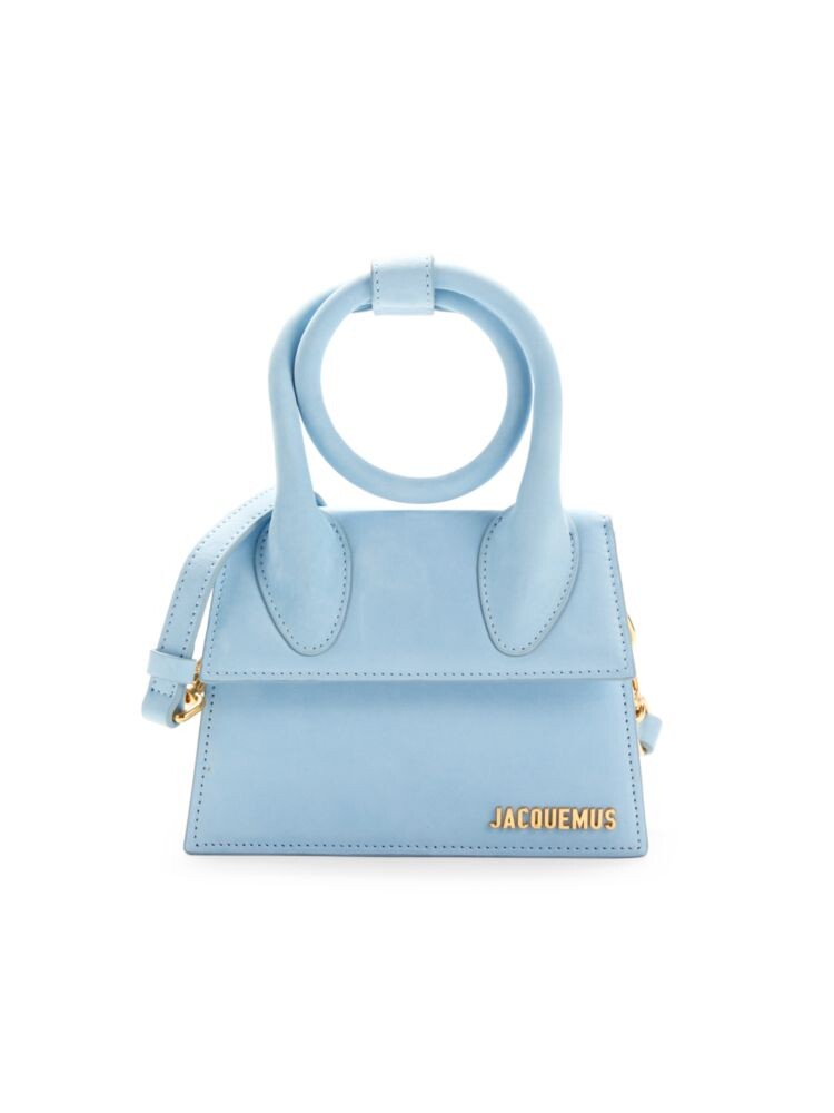 

Миниатюрная кожаная сумка Le Chiquito Noeud с ручкой сверху Jacquemus, цвет Light Blue