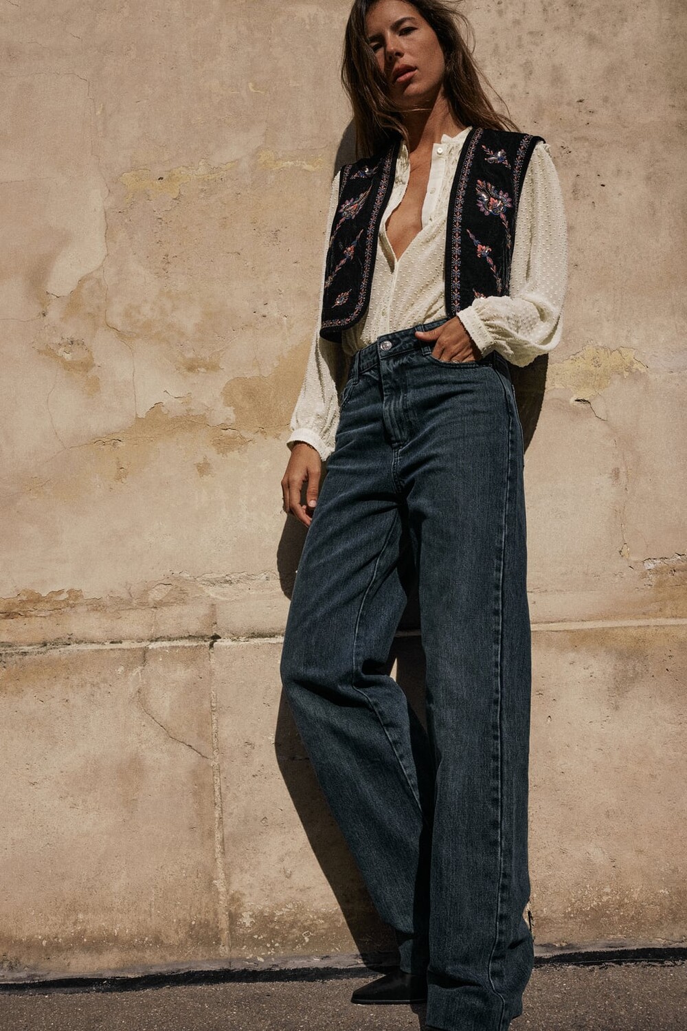 

Блузка из плюмети с металлизированной нитью ZARA, экру