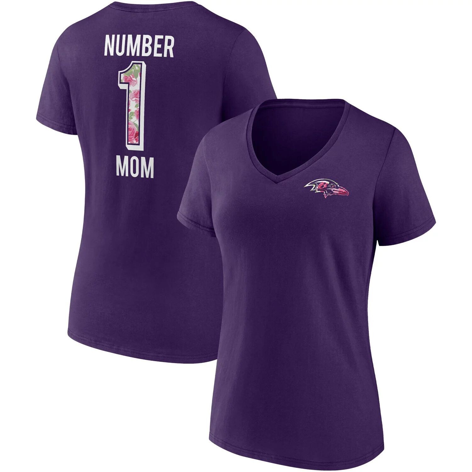 

Фиолетовая женская футболка Fanatics с v-образным вырезом и логотипом Baltimore Ravens Team ко Дню матери Fanatics, Фиолетовый