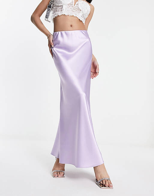 

Сиреневая атласная юбка макси со смещением Miss Selfridge