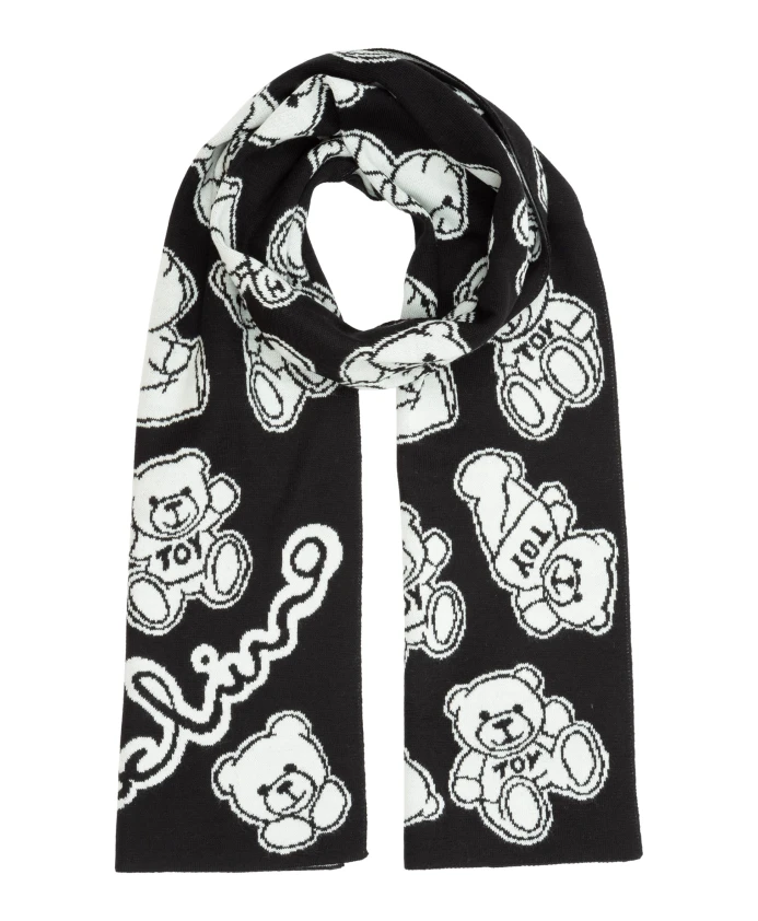 

Уютный шерстяной шарф в виде мишки Тедди Moschino, черный