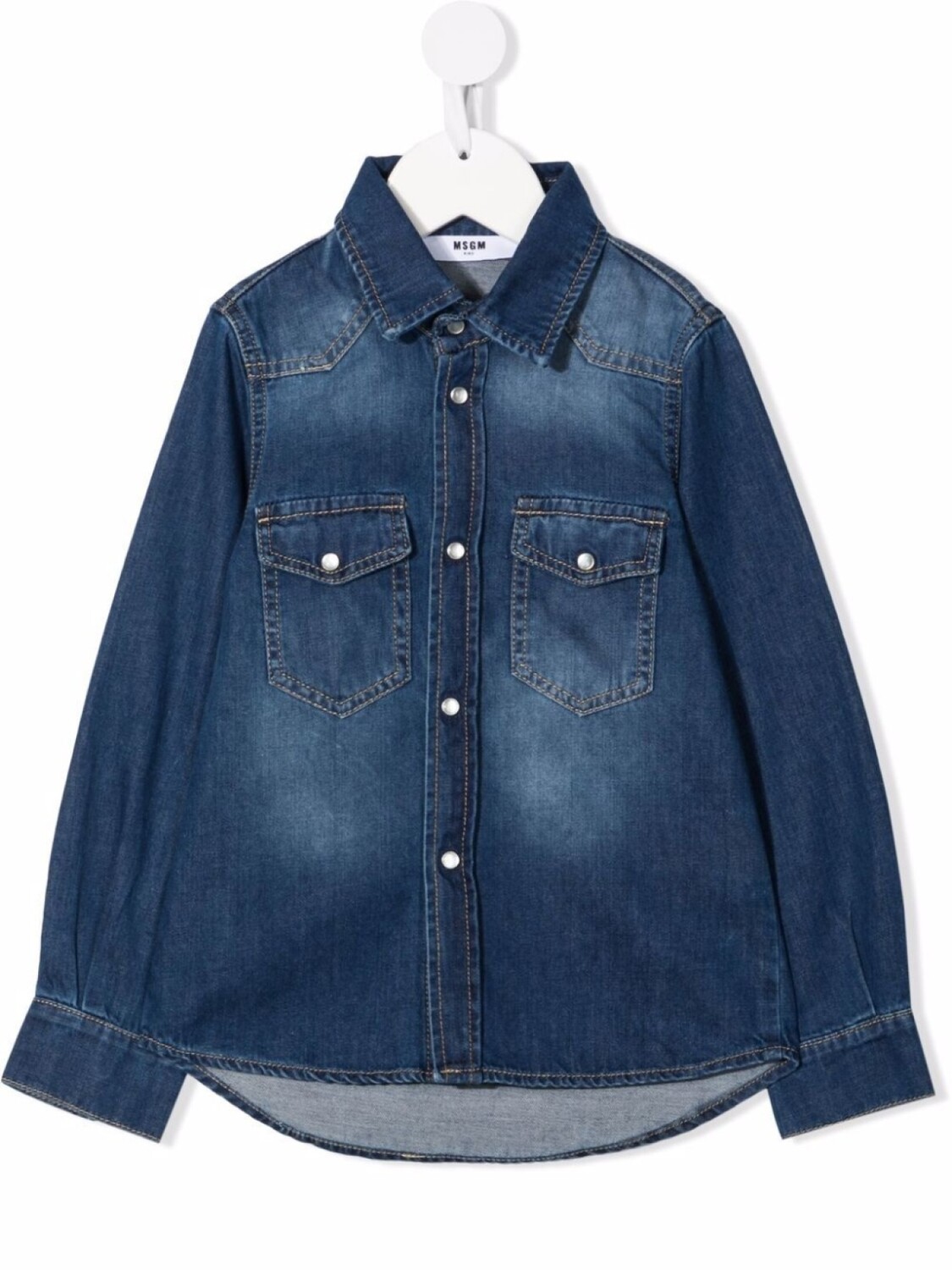 

MSGM Kids джинсовая рубашка с логотипом, синий