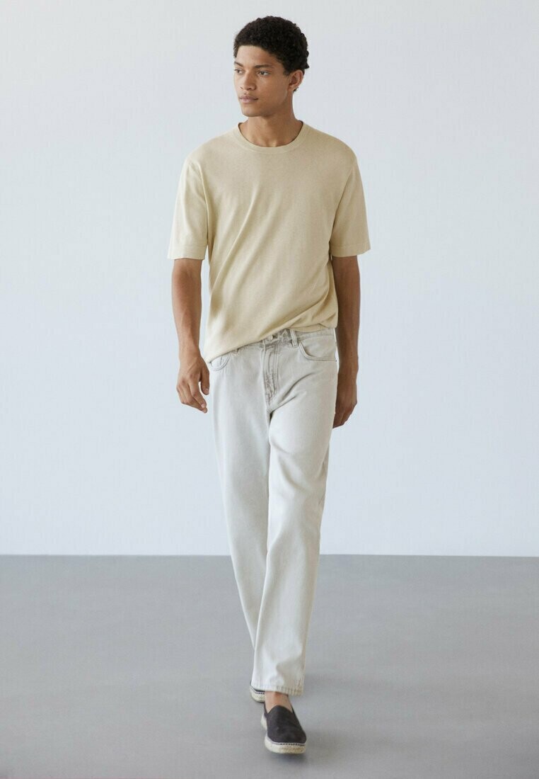 

Базовая футболка Massimo Dutti, бежевый меланж