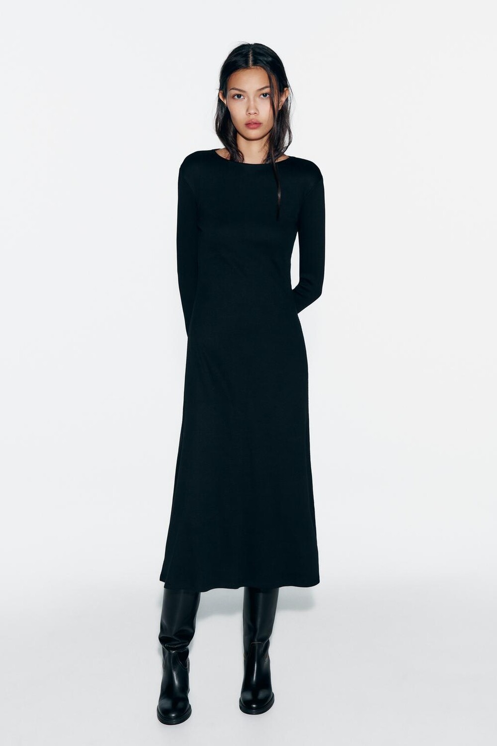 

Платье в ребрику ZARA, черный