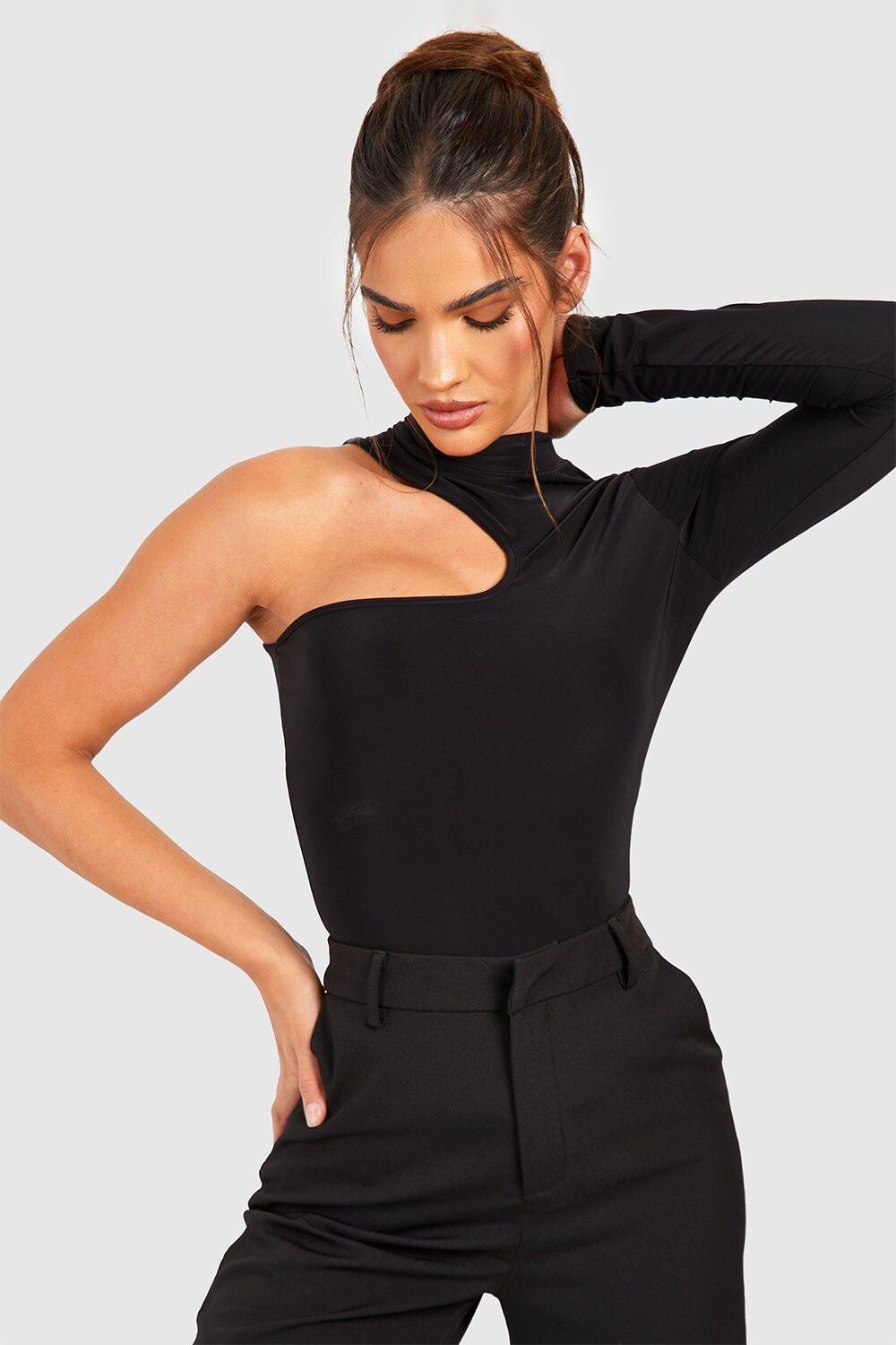 

Облегающее боди с высоким вырезом Boohoo, черный