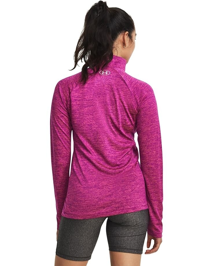 

Топ Under Armour Tech 1/2 Zip Twist Top, цвет Mystic Magenta/Rebel Pink/Metallic Silver