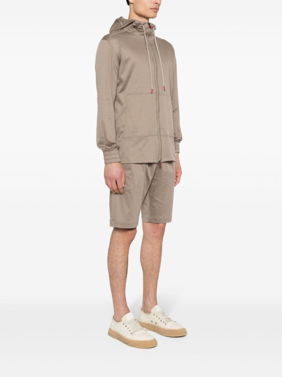 

Комплект из хлопковой толстовки с капюшоном и шорт Kiton, коричневый