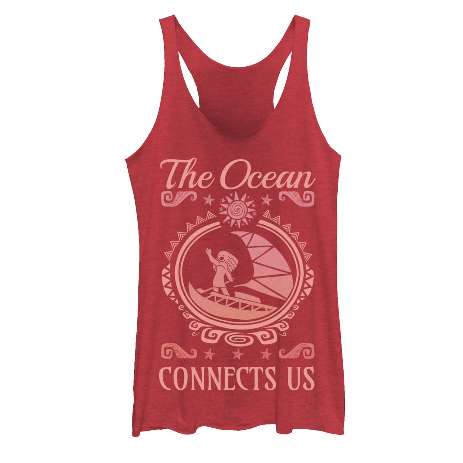 Коралловая майка Disney's Moana Juniors The Ocean Connects Us Licensed Character футболка disney s moana boys 8–20 the ocean connects us с графическим рисунком кораллового цвета licensed character