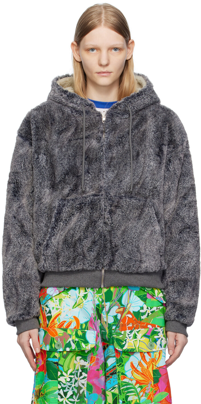 

Серый двусторонний худи с волком и овцой Sky High Farm Workwear