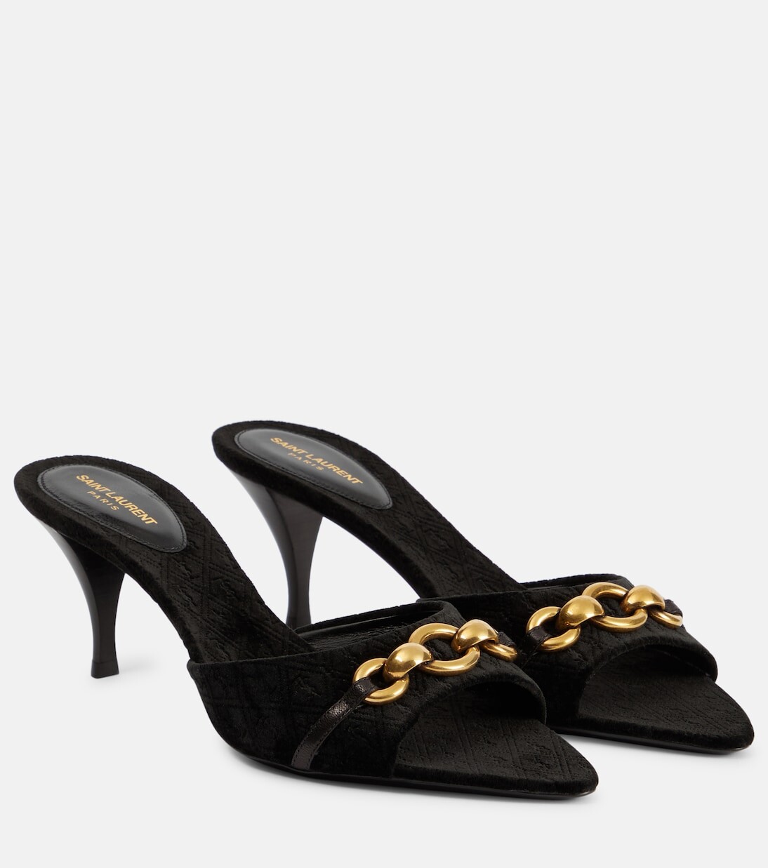 

Бархатные мюли le maillon 60 Saint Laurent, черный