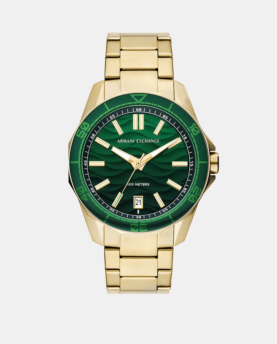 Мужские часы AX1951 из золотой стали Armani Exchange, золотой браслет золотой зеленый