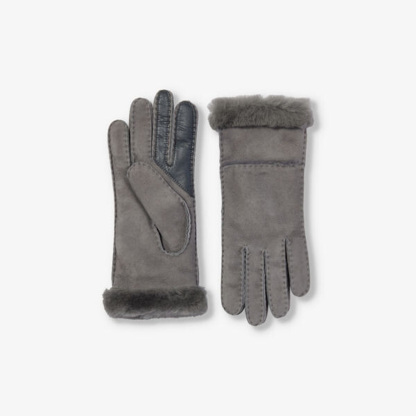 

Перчатки из замши и овчины с поворотными манжетами Ugg, цвет metal