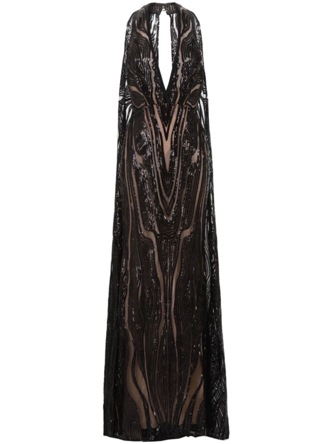 

Платье Elie Saab с пайетками и вырезом халтер, черный