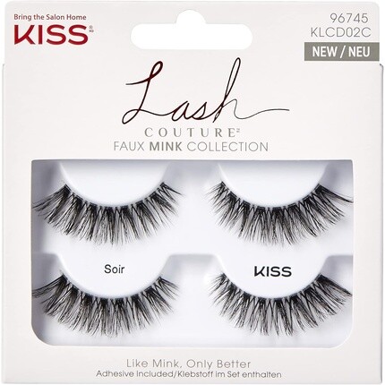 

Коллекция Lash Couture из искусственной норки, 2 пары накладных ресниц Soir, ультратонкие конические синтетические накладные ресницы с клеем для ресниц, Kiss