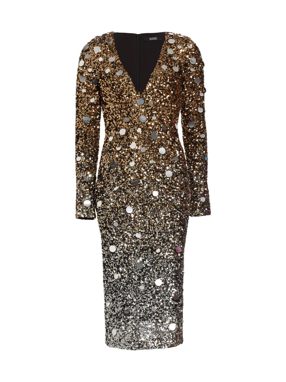 

Коктейльное платье с эффектом омбре и пайетками Badgley Mischka, золотой