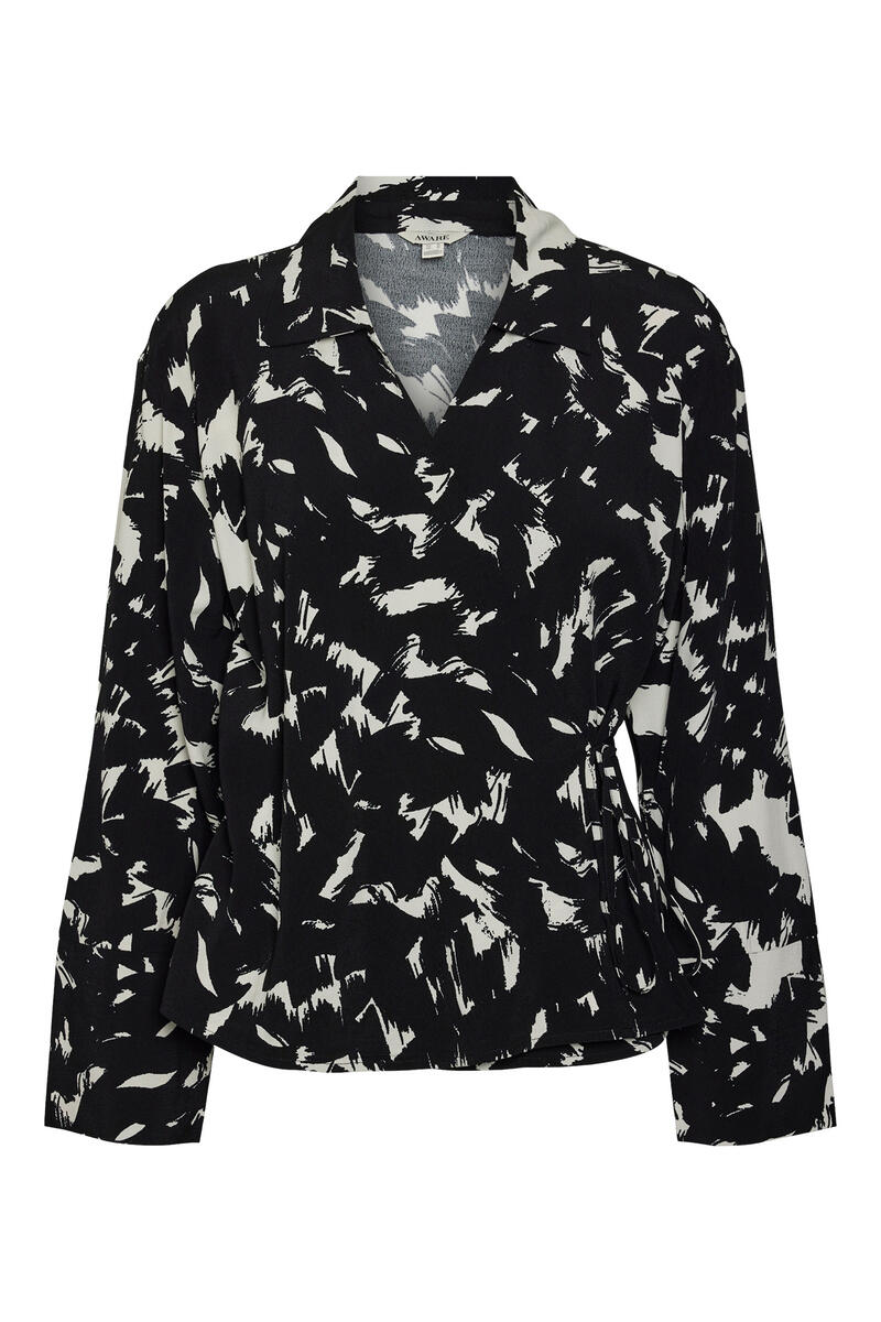 Блузка с длинными рукавами и запахом Vero Moda, серый блузка с запахом vero moda с ярким цветочным принтом