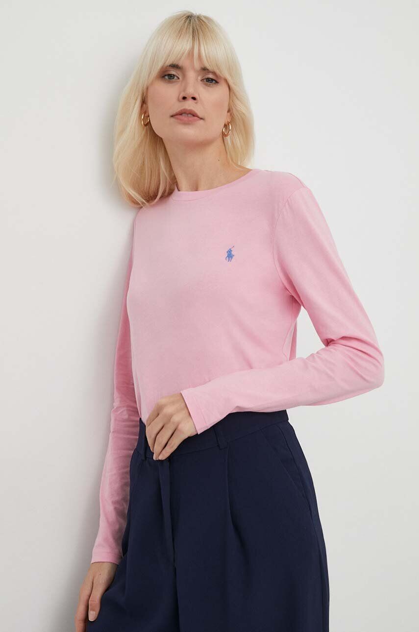 

Хлопковый топ Polo Ralph Lauren с длинными рукавами, розовый