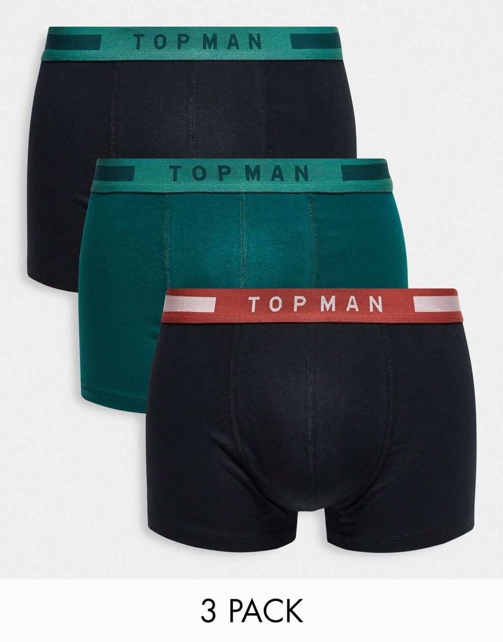 

Набор из трех плавок Topman черного и зеленого цвета с цветными поясами
