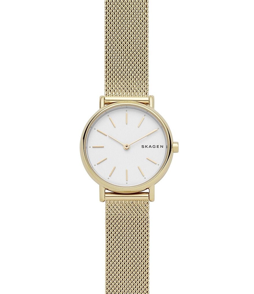 

Тонкие часы Skagen Signature с сеткой золотистого цвета, золотой