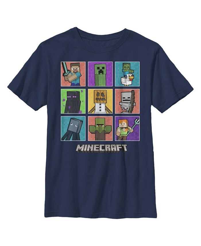 

Футболка с сеткой и коробками для мальчиков Minecraft Microsoft, синий
