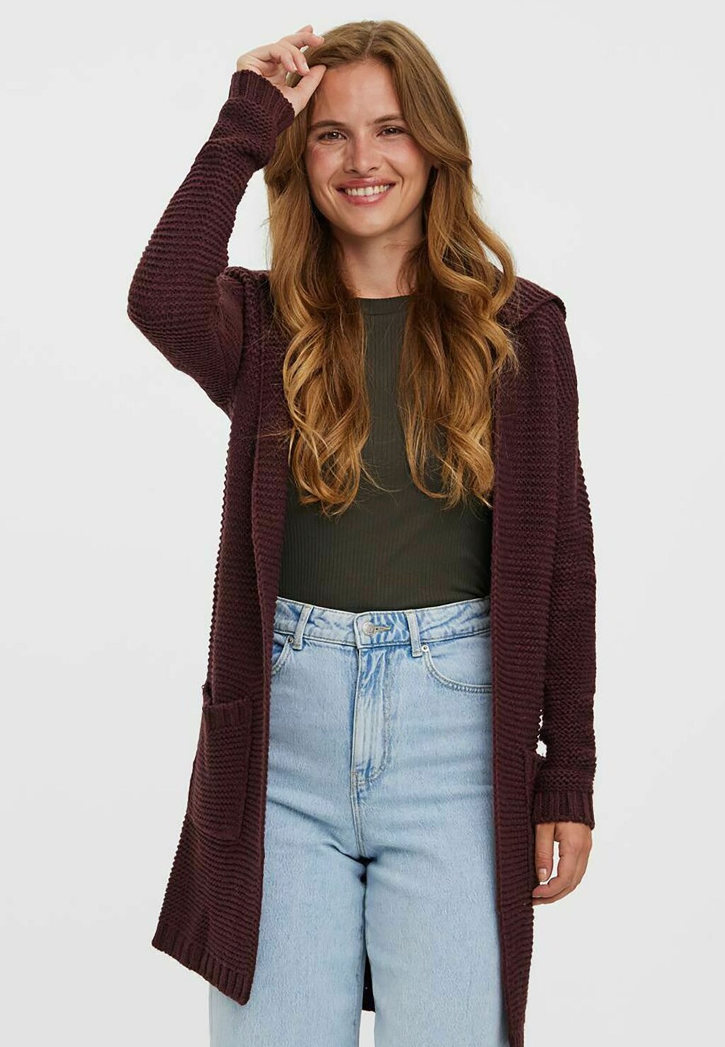

Кардиган Vero Moda LONGLINE, цвет winetasting