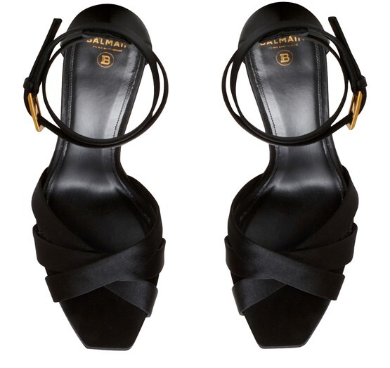 

Атласные босоножки Ava на платформе Balmain, темно-серый