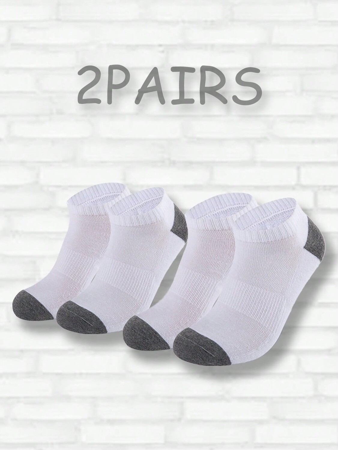 

Две пары простых мужских коротких носков с цветными блоками бело-серого цвета, идеально подходящих для повседневного ношения и занятий спортом. Отличный вариант для выполнения минимальных требований к бесплатной доставке, белый цвет