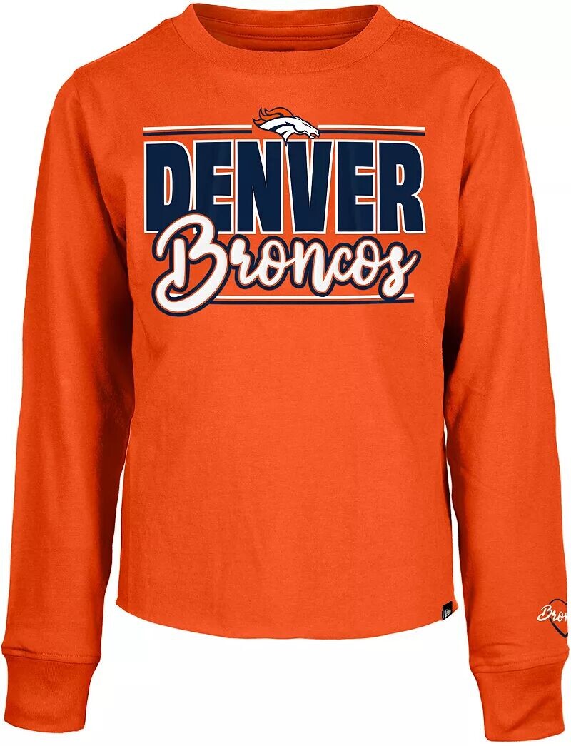 

Оранжевая футболка с длинными рукавами и надписью New Era Little Kids Denver Broncos