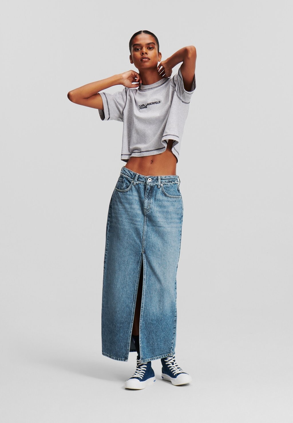 

Джинсовая юбка Karl Lagerfeld Jeans ДЕТАЛИ, цвет marble mid blue