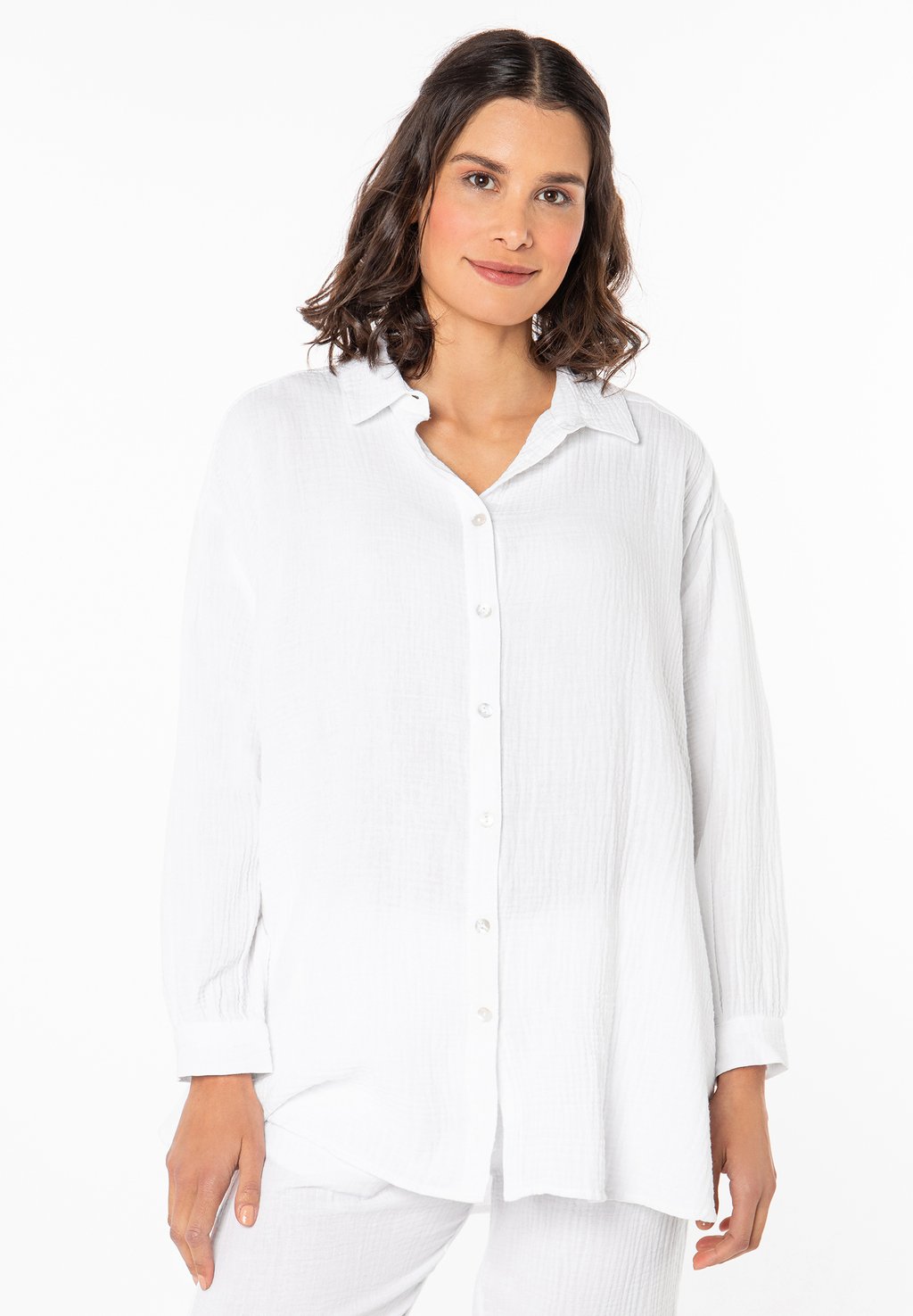 Блузка-рубашка MUSSELIN OVERSIZE Sublevel, цвет white блузка рубашка oversize bershka цвет white
