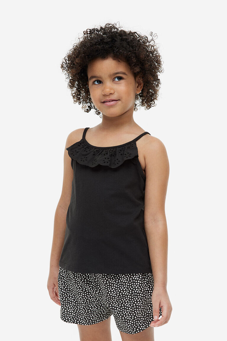 

Топ на бретелях с оборкой H&M, черный