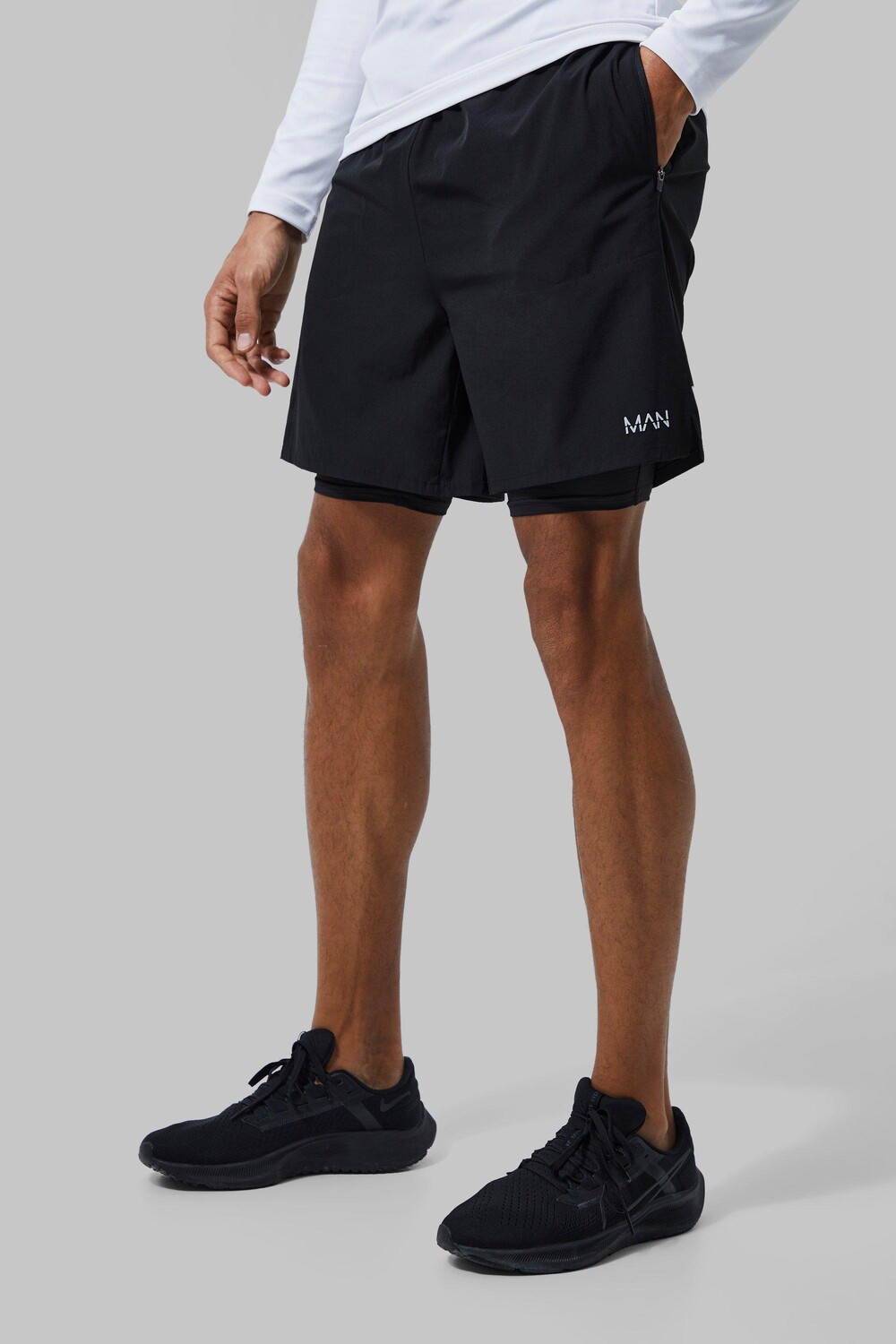 

Легкие шорты 2-в-1 для высоких мужчин active Boohoo, черный