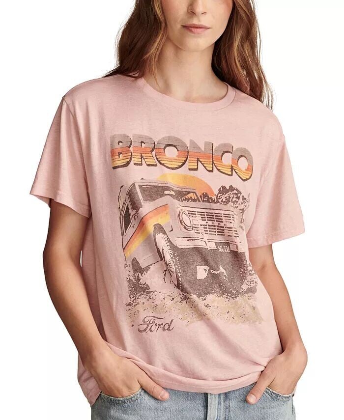 

Женская футболка бойфренда с рисунком Bronco Lucky Brand, розовый