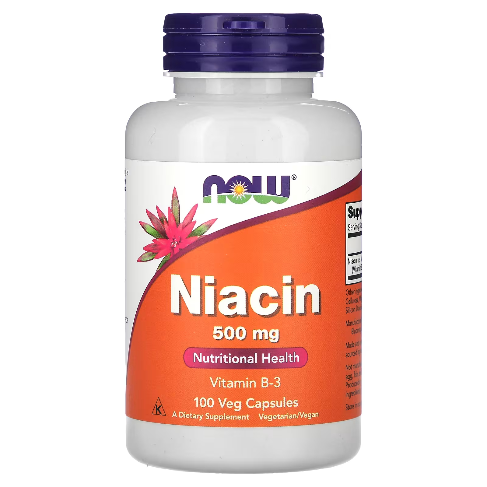 NOW Foods Ниацин 500 мг 100 растительных капсул